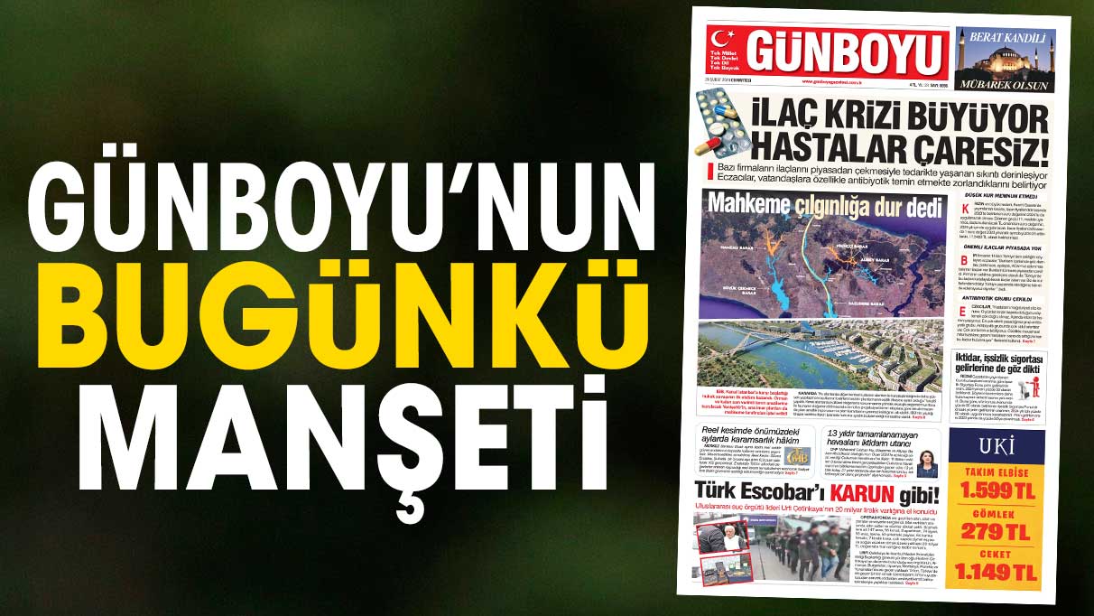 Günboyu Gazetesi'nin bugünkü manşeti