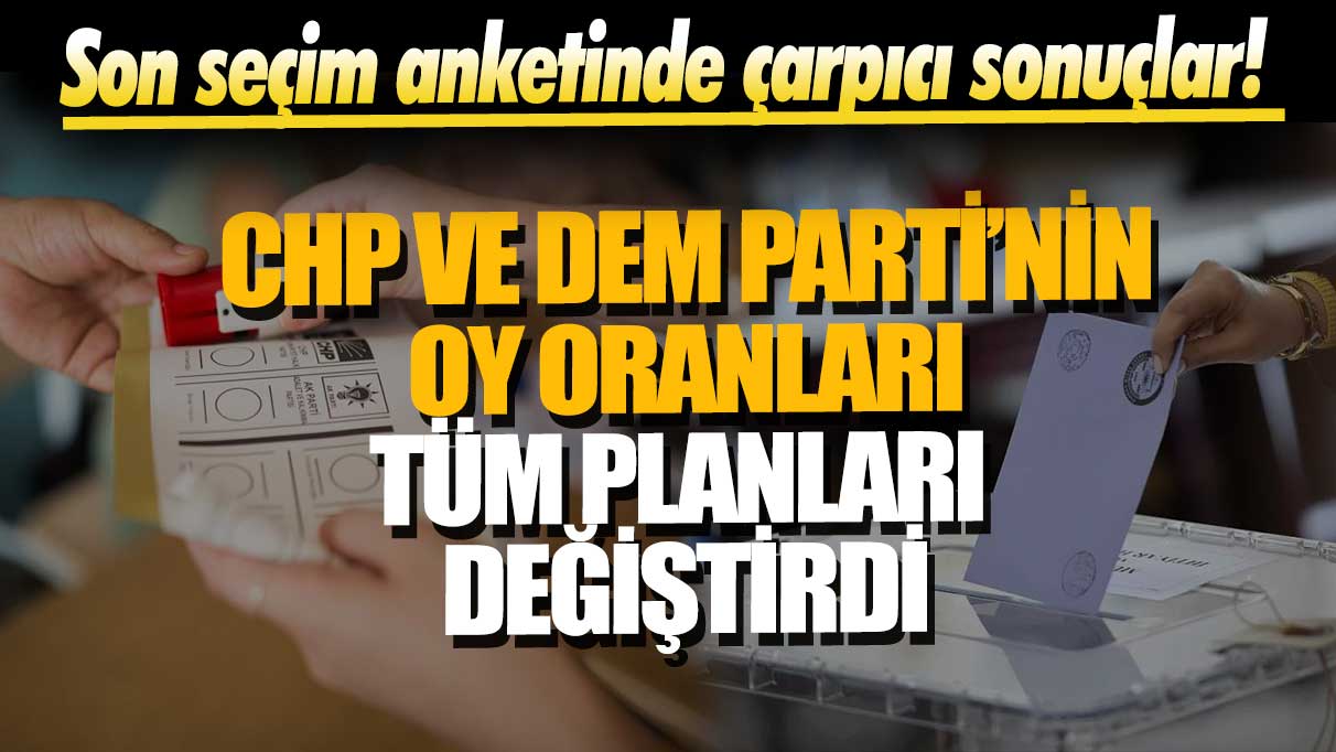 Son seçim anketinde çarpıcı sonuçlar! CHP ve DEM Parti’nin oy oranları tüm planları değiştirdi