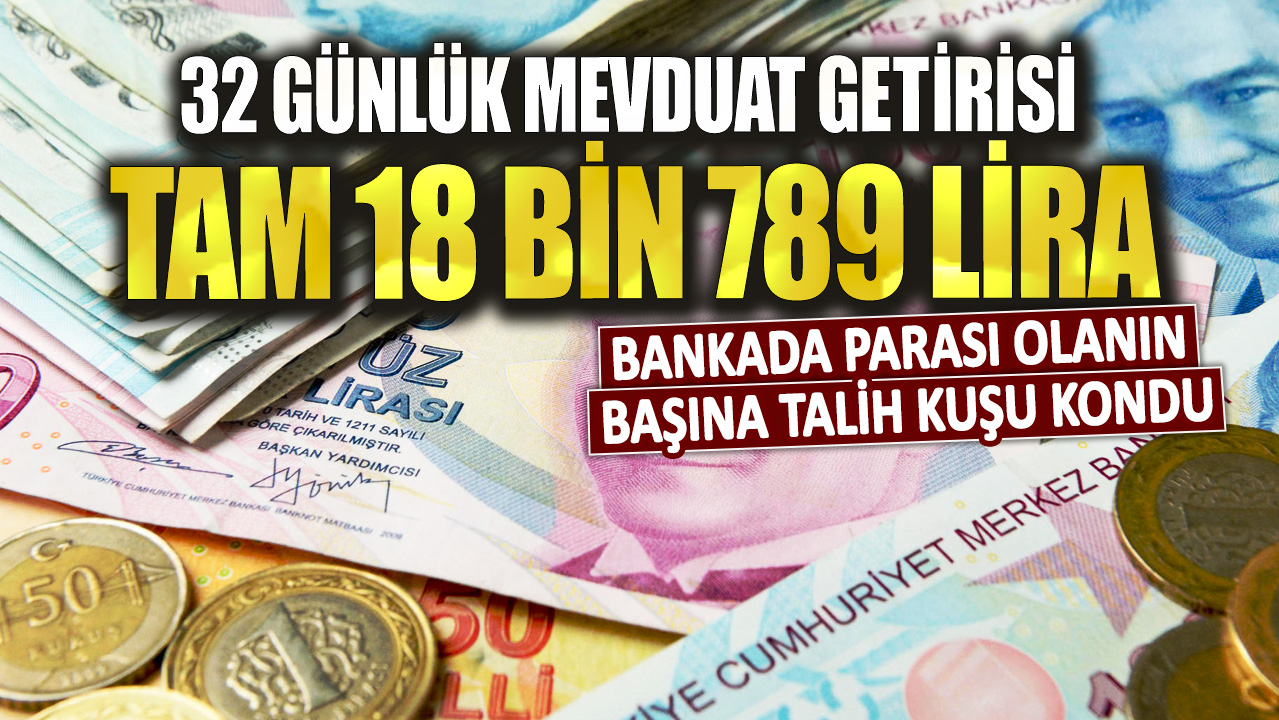 32 günlük mevduat getirisi tam 18 bin 789 lira! Bankada parası olanın başına talih kuşu kondu