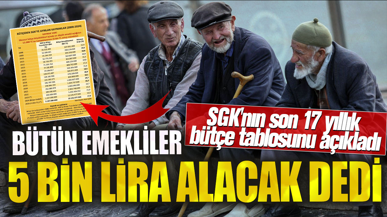 Bütün emekliler 5 bin lira alacak dedi! SGK'nın son 17 yıllık bütçe tablosunu açıkladı