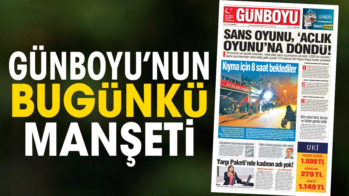 Günboyu Gazetesi'nin bugünkü manşeti