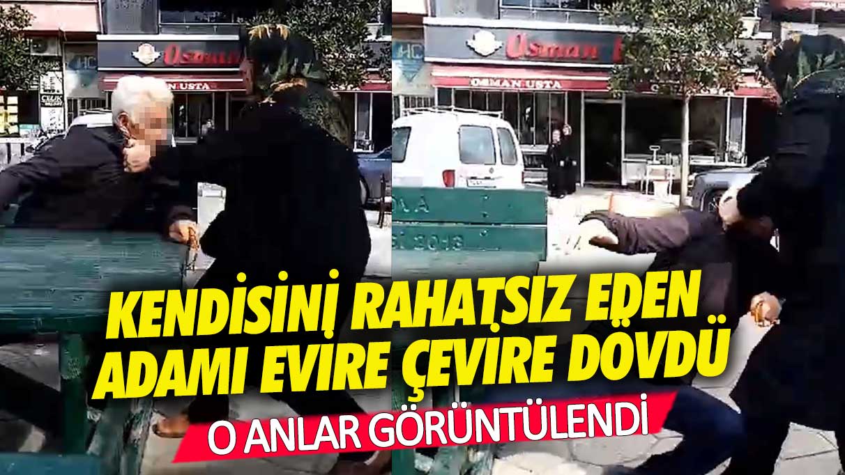 Eşini yeni kaybeden kadın kendisini rahatsız eden adamı evire çevire dövdü