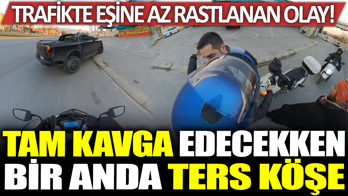 Kocaeli'de trafikte eşine az rastlanan olay! Tam kavga edecekken bir anda ter köşe...