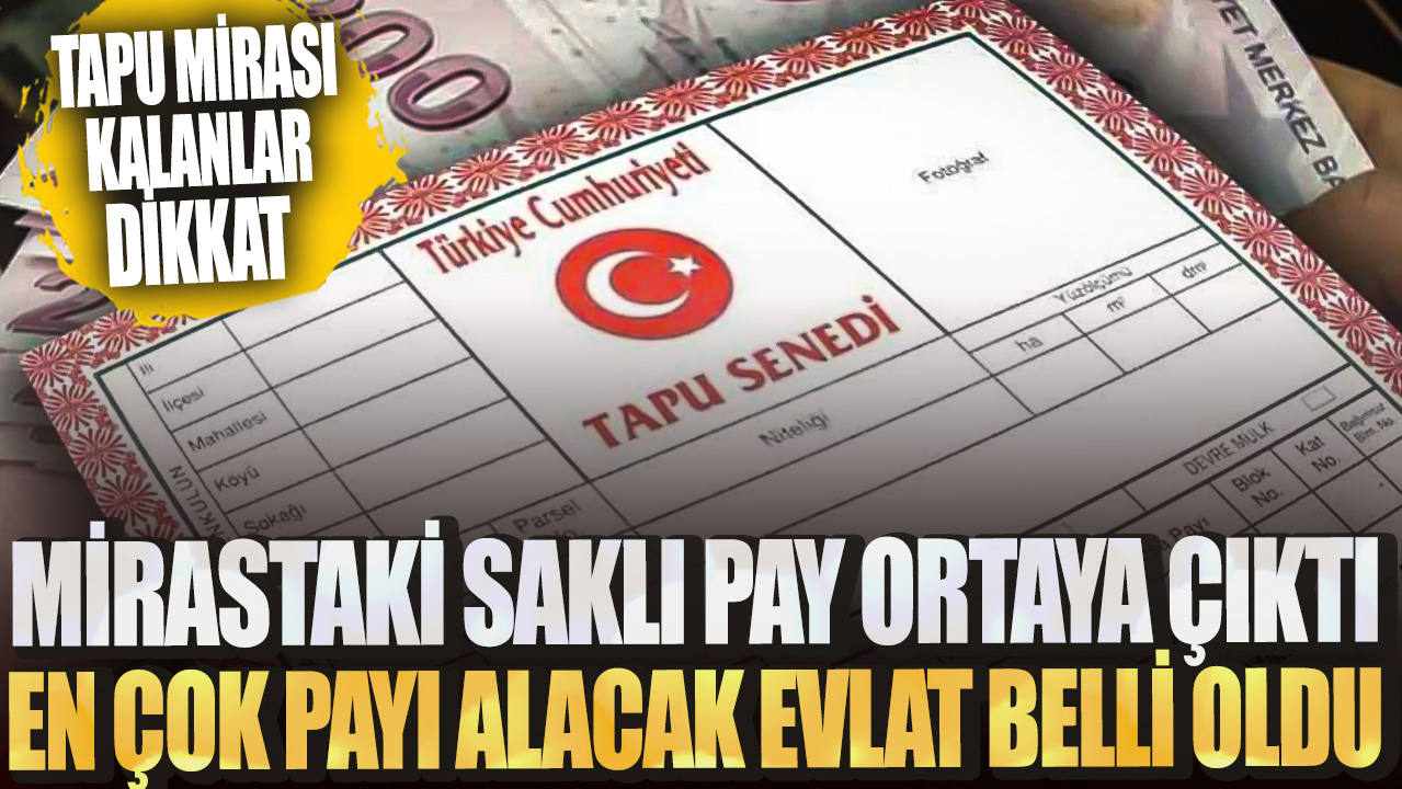 Tapu mirası kalanlar dikkat! Mirastaki saklı pay ortaya çıktı en çok payı alacak evlat belli oldu