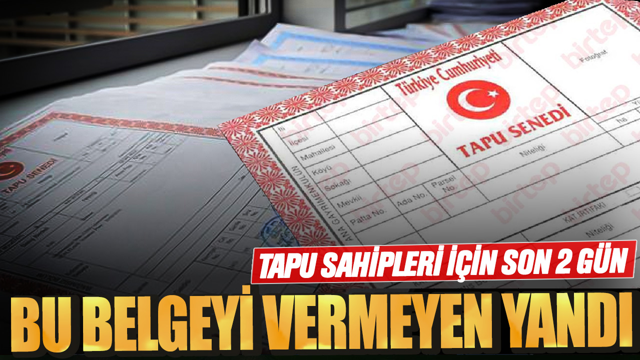 Tapu sahipleri için son 2 gün! Bu belgeyi vermeyen yandı