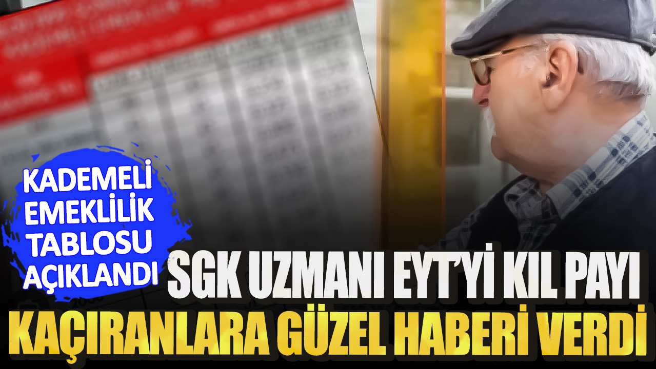 Kademeli emeklilik tablosu açıklandı! SGK uzmanı EYT’Yİ kıl payı kaçıranlara güzel haberi verdi