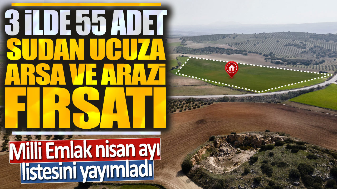 Milli Emlak nisan ayı listesini yayımladı: 3 ilde sudan ucuza 55 adet arsa ve arazi satışa çıktı