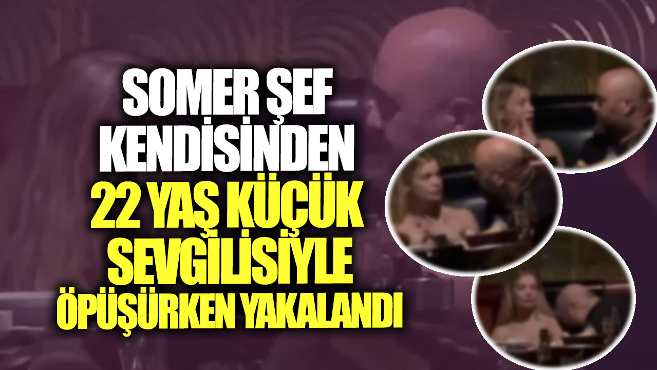 Somer şef kendisinden 22 yaş küçük sevgilisiyle samimi öpüşürken yakalandı