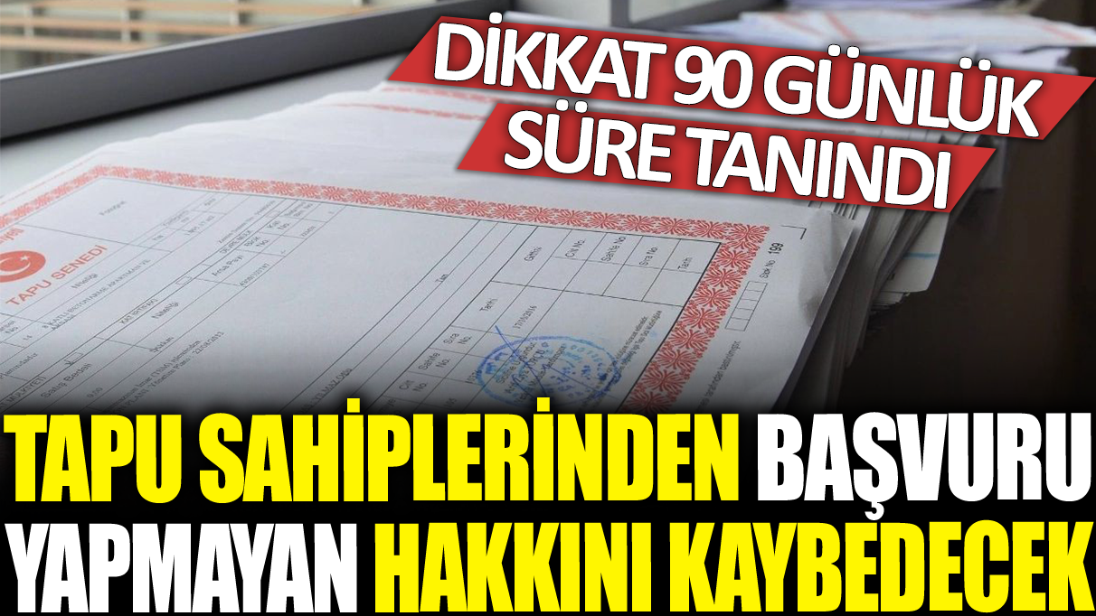 Tapu sahiplerinden başvuru yapmayan hakkını kaybedecek: Dikkat 90 günlük süre tanındı