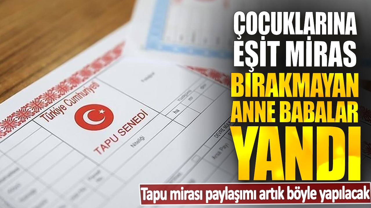 Tapu mirası paylaşımı artık böyle yapılacak! Çocuklarına eşit miras bırakmayan anne babalar yandı