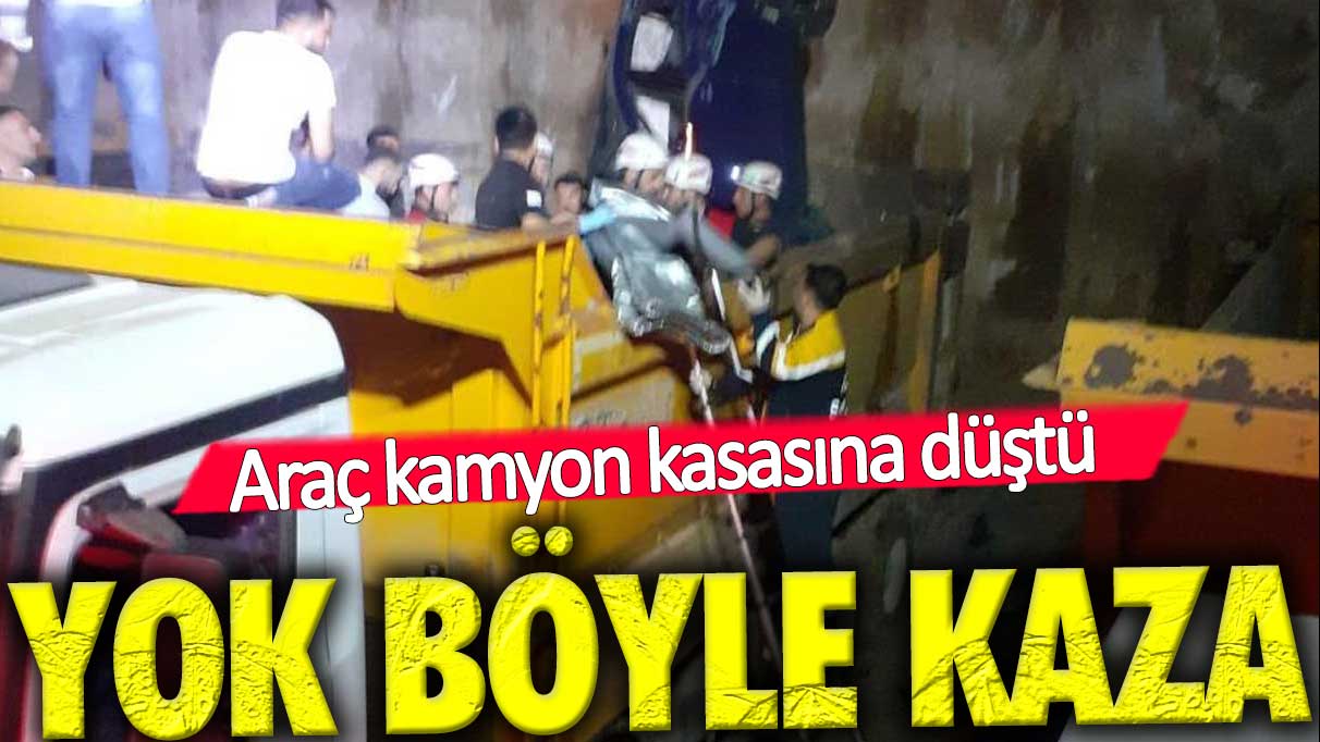 Bir garip kaza! İnşaat çukuruna düştü kamyonun kasasında bulundu