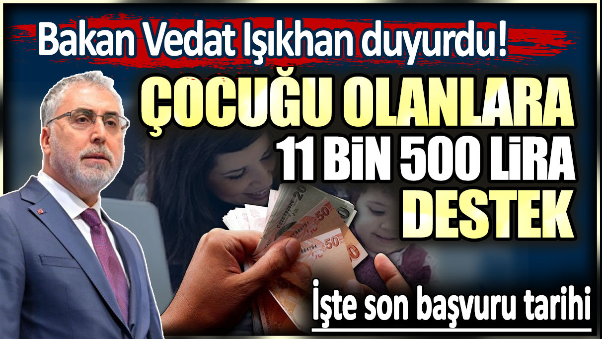 Çocuğu olanlara 11 bin 500 lira destek! İşte son başvuru tarihi