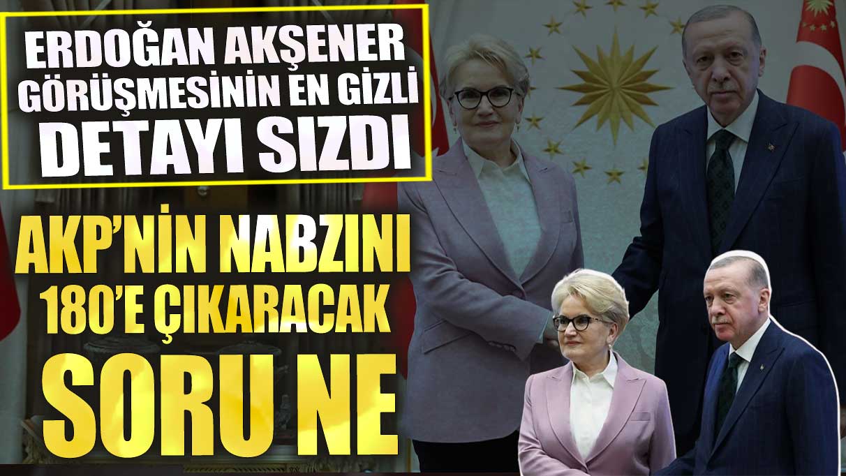 Erdoğan Akşener görüşmesinin en gizli detayı sızdı! AKP’nin nabzını 180’e çıkaracak soru ne?