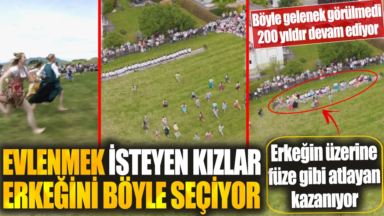 Evlenmek isteyen kızlar erkeğini böyle seçiyor. Erkeğin üzerine füze gibi atlayan kazanıyor