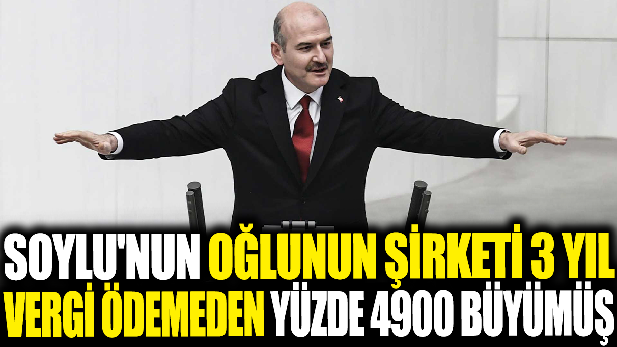 Süleyman Soylu'nun oğlunun şirketi 3 yıl vergi ödemeden yüzde 4900 büyümüş