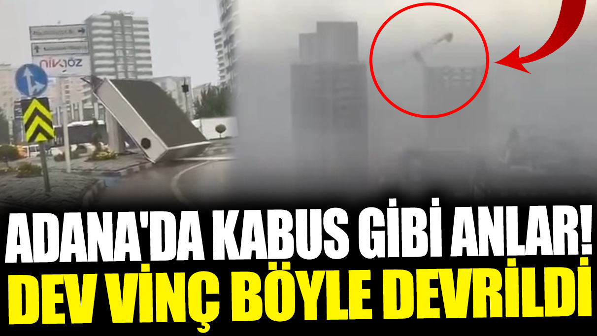 Adana'da kabus gibi anlar! Dev vinç böyle devrildi