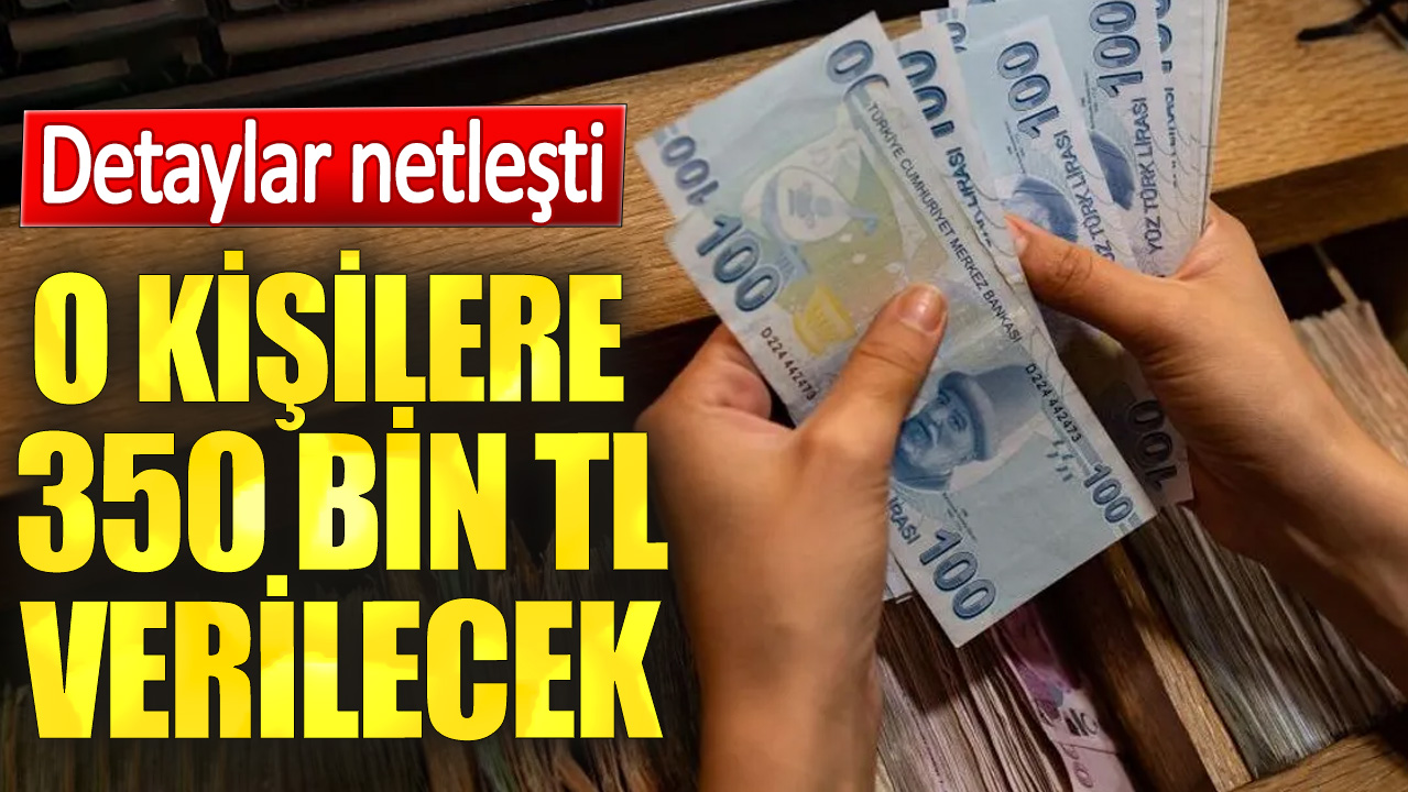 O kişilere 350 bin lira verilecek. Detaylar netleşti