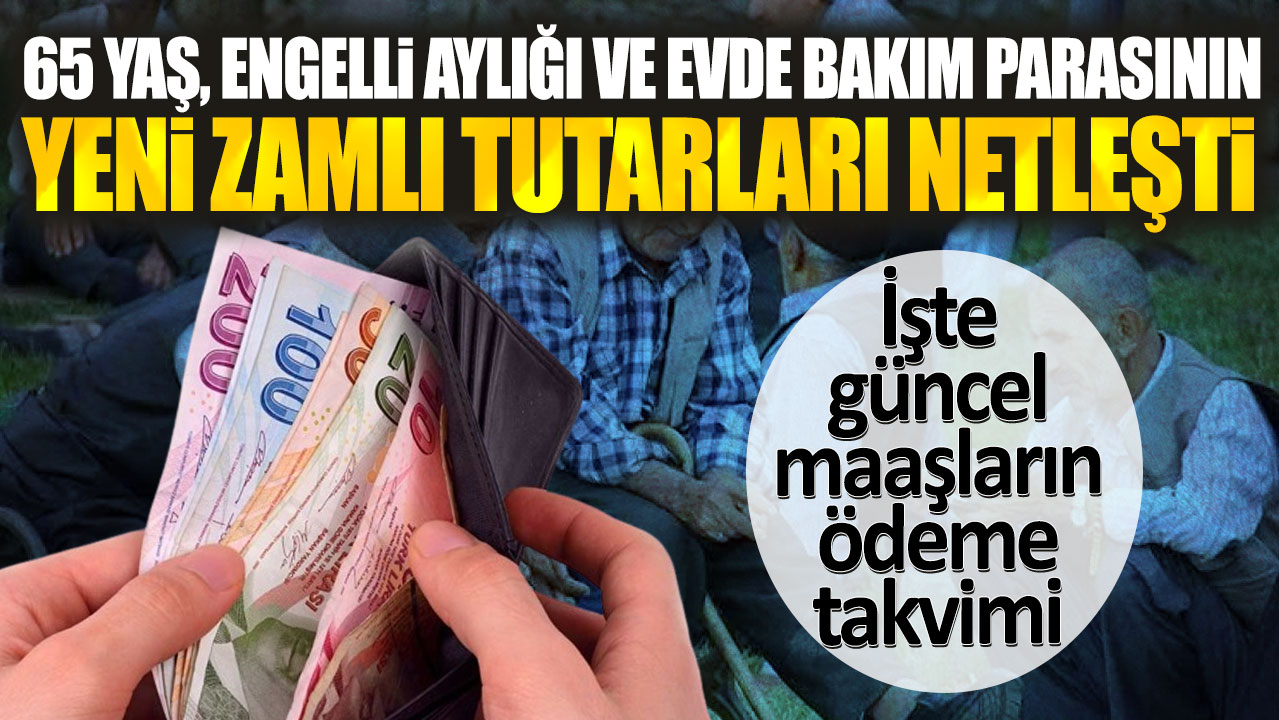 65 yaş, engelli aylığı ve evde bakım parasının yeni zamlı tutarları netleşti. İşte güncel maaşların ödeme takvimi