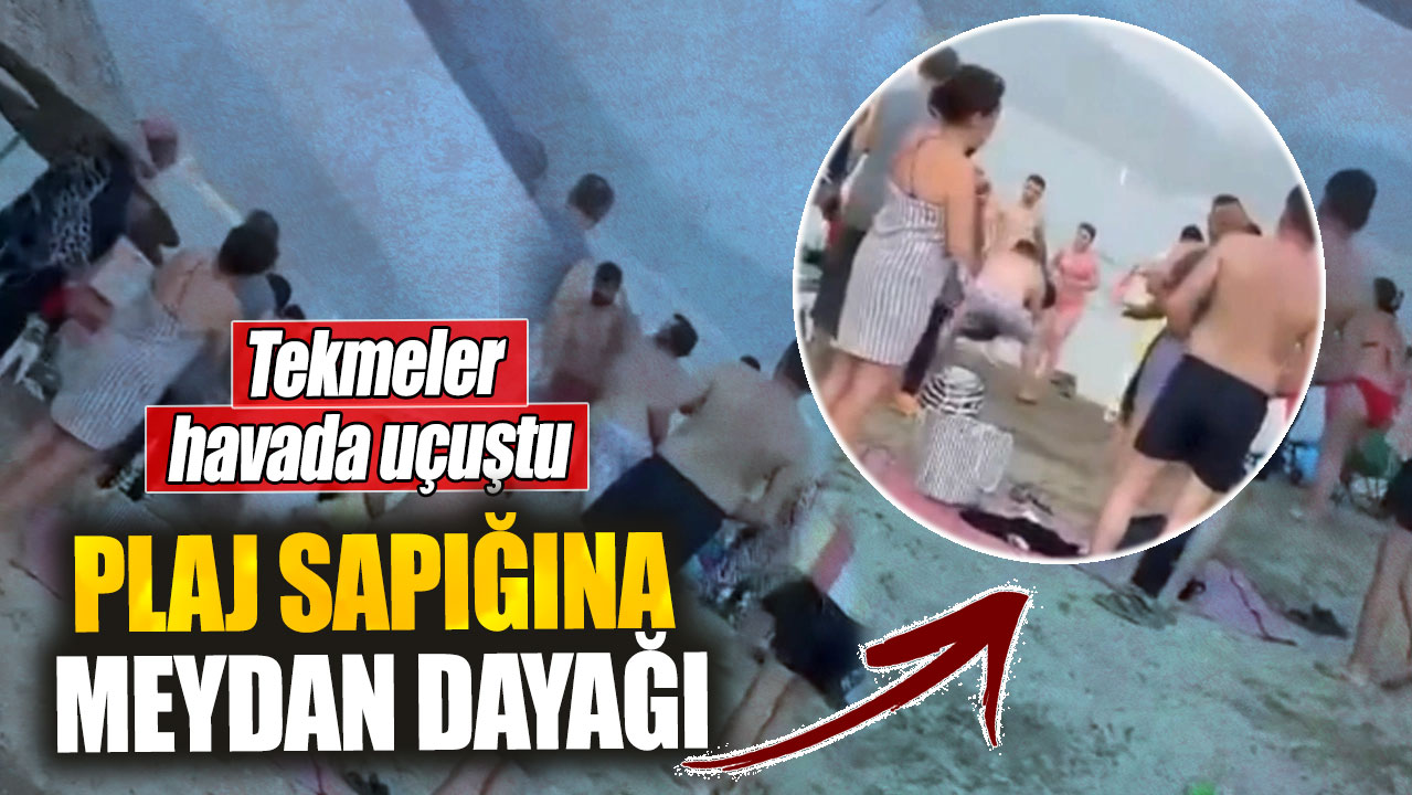 Plaj sapığına meydan dayağı. Tekmeler havada uçuştu