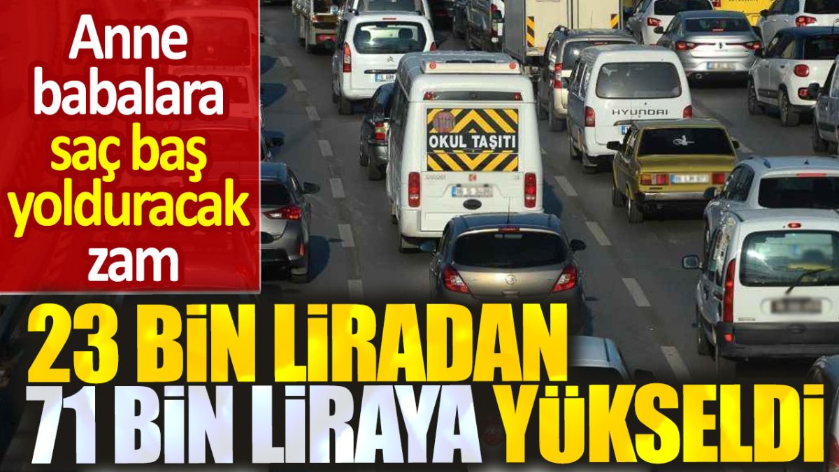 Anne babalara saç baş yolduracak zam. 23 bin liradan 71 liraya yükseldi