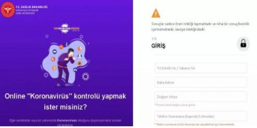 Sağlık Bakanlığı'ndan online koronavirüs testi