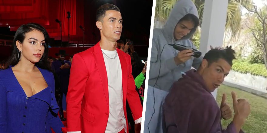 Cristiano Ronaldo evinin bahçesinde traş oldu!