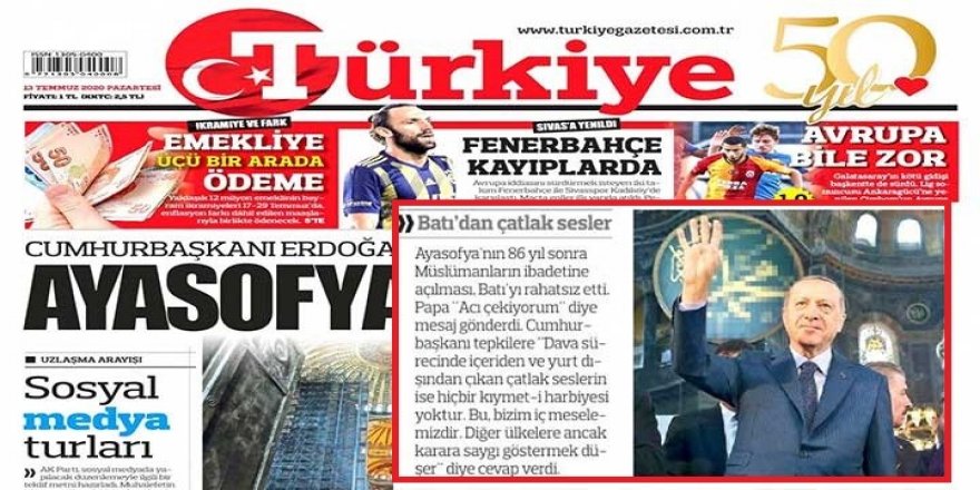 Türkiye gazetesinden 'Hz. Muhammed' sansürü