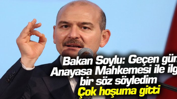Bakan Soylu: Geçen gün Anayasa Mahkemesi ile ilgili bir söz söyledim... Çok hoşuma gitti