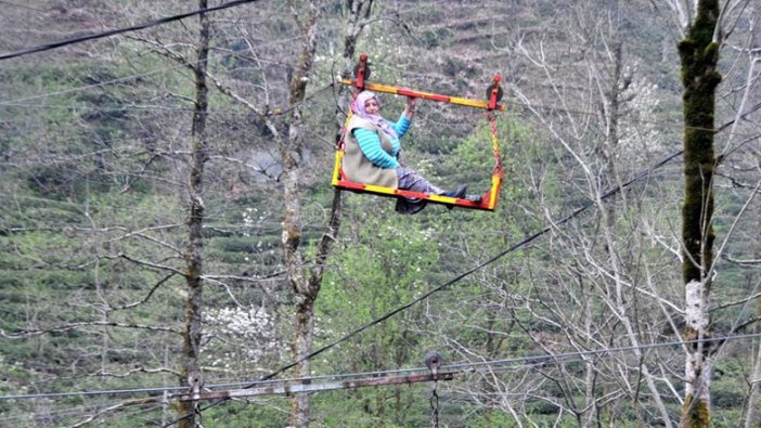 Büyük tehlike oluşturuyor! İlkel teleferikte dehşet