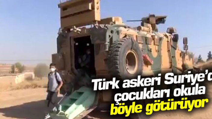Türk askeri Suriye'deki çocukları zırhlı araçla okula götürüyor