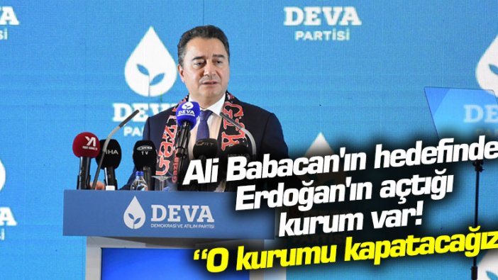 Ali Babacan'ın hedefinde Erdoğan'ın açtığı kurum var! O kurumu kapatacağız   