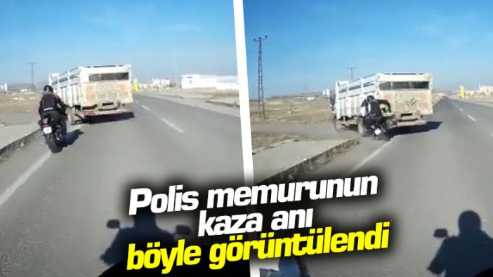 Kars'ta polis memurunun kaza anı böyle görüntülendi