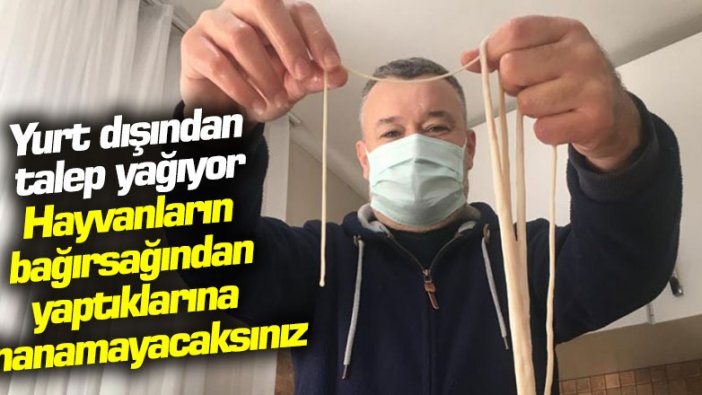 Bağırsaktan enstürman teli yaptı yurtdışından yoğun ilgi gördü