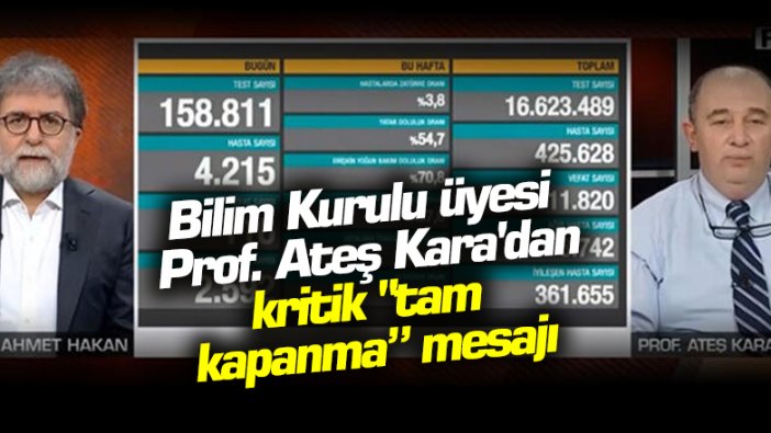 Korona virüs Bilim Kurulu Üyesi Prof. Dr. Ateş Kara'dan tam kapanma açıklaması