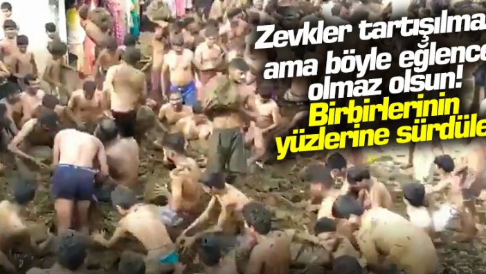 Hindistan'daki Gübre Festivali'nde ilginç görüntüler! İnek dışkılarını yüzlerine sürdüler