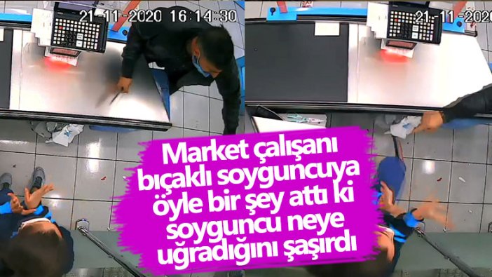 Adana'da marketteki soyguncuyu turşu kavanozu ile engelledi