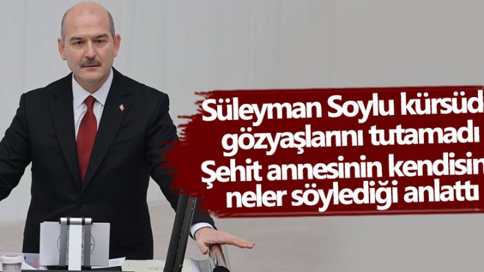 Süleyman Soylu kürsüde gözyaşlarını tutamadı!  Şehit annesinin kendisine neler söylediği anlattı