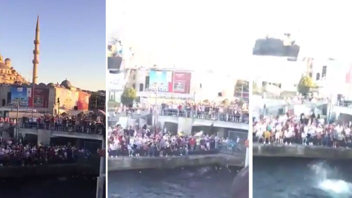 İlginç görüntüler! Yüzlerce Suriyeli Eminönü'nde yarışma düzenledi