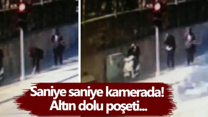 Saniye saniye kamerada! Denizli'de altın dolu poşeti alıp kaçtı