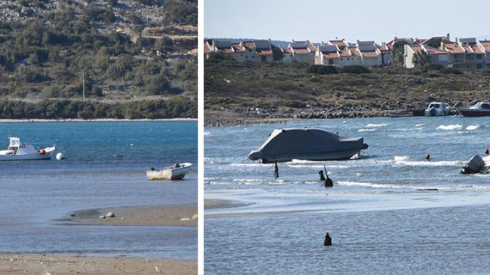 Çeşme'de korkutan görüntüler! Deniz çekildi, tekneler karaya oturdu