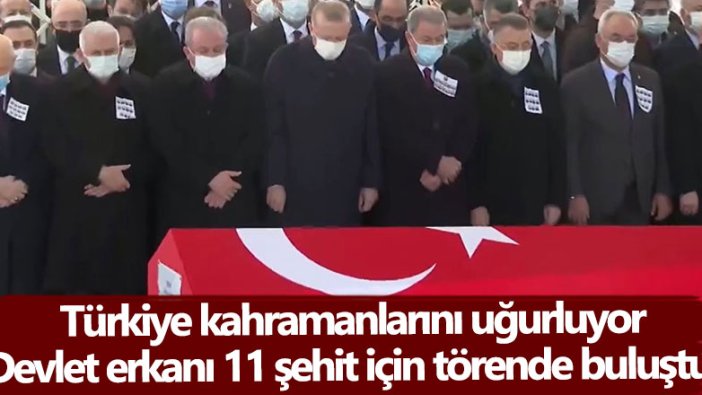 Bitlis'te şehit olan 11 asker  için Ankara'da devlet töreni