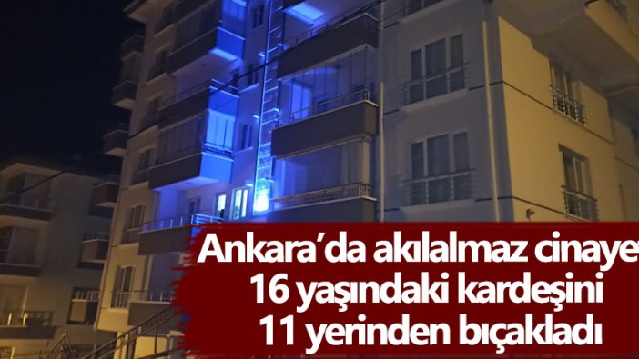 Ankara'da Üniversite öğrencisi M.K. 16 yaşındaki kardeşi K.K.'yı bıçaklayarak öldürdü!