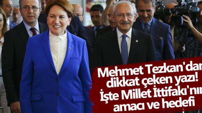 Mehmet Tezkan'dan dikkat çeken yazı!  İşte Millet İttifakı'nın amacı ve hedefi 