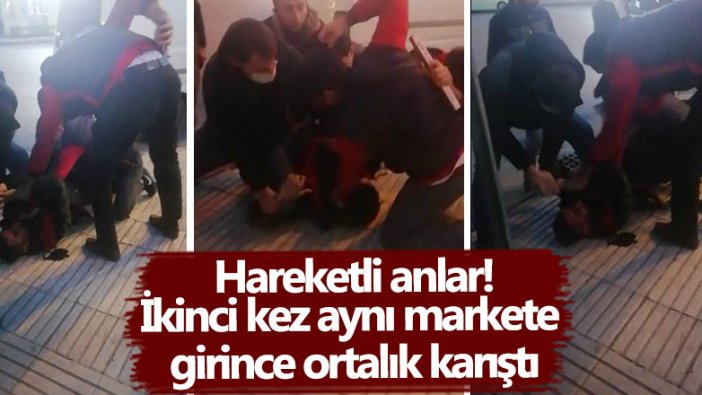 Hareketli anlar! İkinci kez aynı markete  girince ortalık karıştı