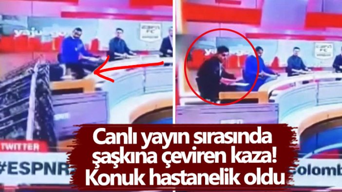 Canlı yayın sırasında  şaşkına çeviren kaza! Konuk hastanelik oldu