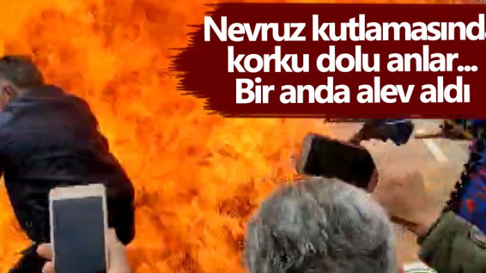 Van'daki Nevruz kutlamalarında korku dolu anlar! Bir anda alev aldı 