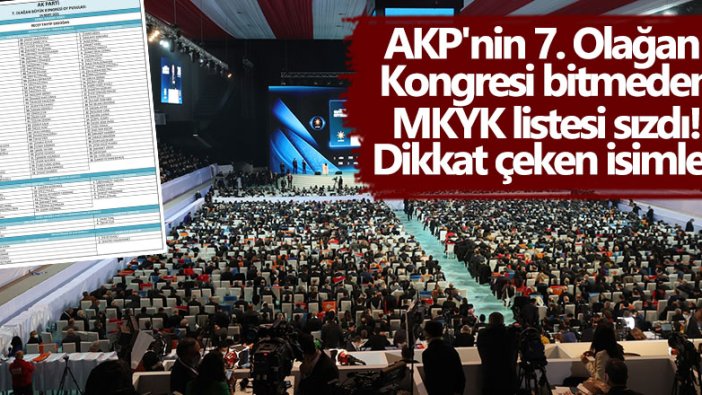 AKP'nin 7. Olağan Kongresi bitmeden MKYK listesi sızdı! Dikkat çeken isimler