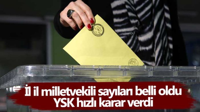 İl il milletvekili sayıları belli oldu! YSK hızlı karar verdi