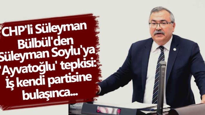 CHP'li Süleyman Bülbül'den Süleyman Soylu'ya 'Ayvatoğlu' tepkisi: İş kendi partisine bulaşınca...