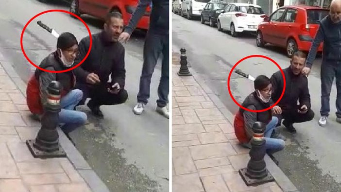 Samsun'da görülmemiş olay! Sokakta saldırıya uğradı, kasap bıçağı kafasına ok gibi saplandı